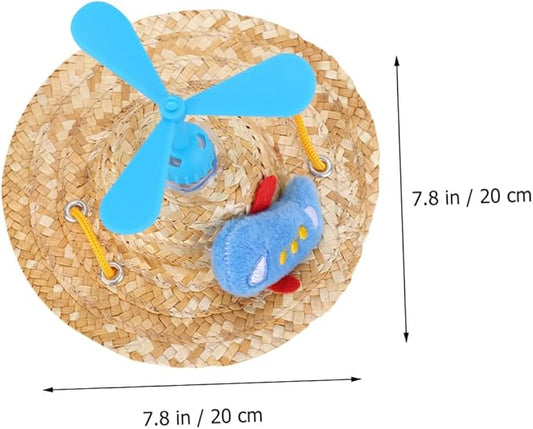 Pet Straw Hat Woven Airplane Cap Funny Photo Prop Decorative Hat for Dogs Large Size Pet Supplies