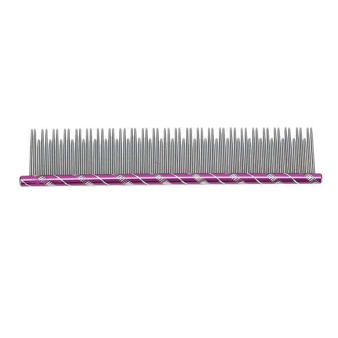Dioche Stainless Steel Cat Comb for Gentle Grooming and Detangling – Pet Hair Removal Tool with Density Teeth for Breeds (Purple)