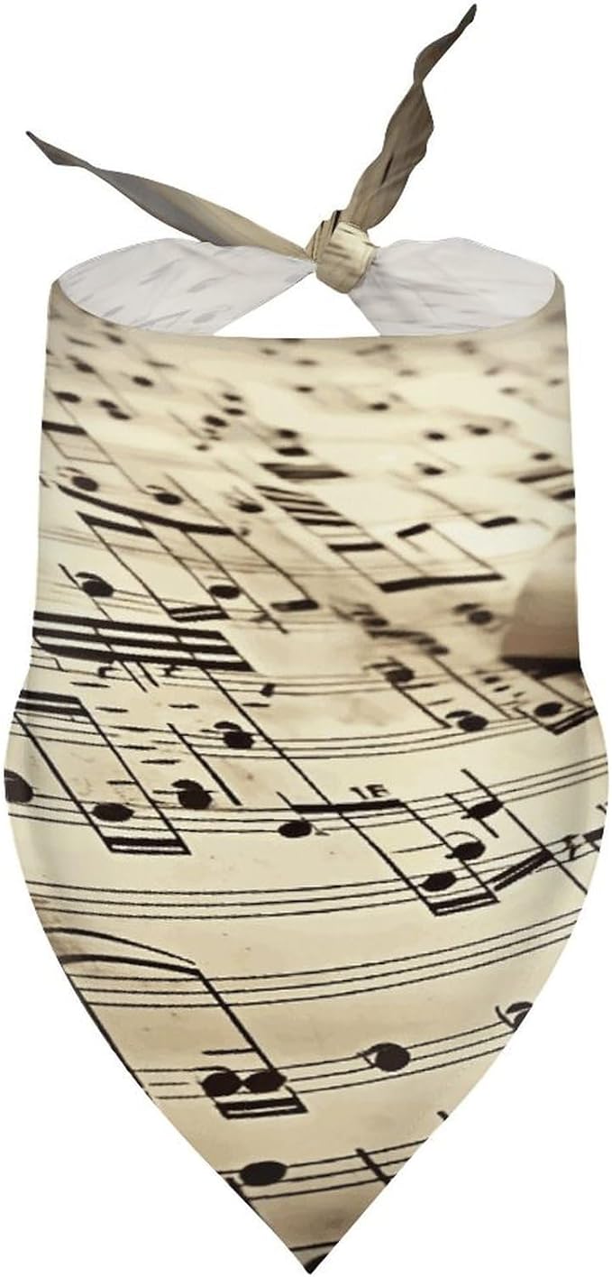 Dog Bandana Spring Pet Scarf Adjustable Triangle Sheet Music Printing Dog Bib Washable Polyester Puppy Bandana for Small Medium Large Dogs Cat Birthday Party Supplies