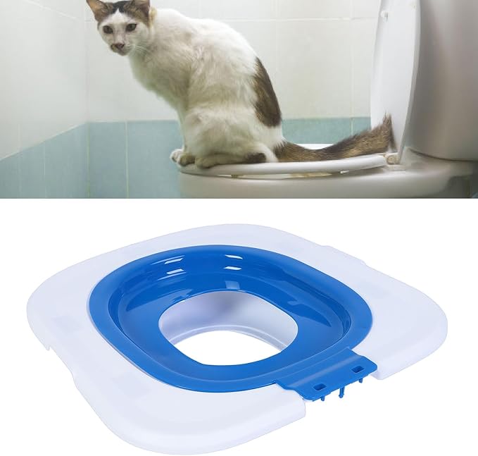 Cat Toilet Training Kit, Detachable Design for Easy Cleaning Reusable Removable Pet Toilet Trainer Seat Universal Reusable Environmentally Friendly Cat Toilets Trainer for Pet (Blue)