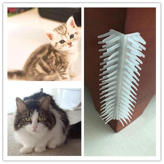 4pcs Corner Cat Massager Brush Removable Scratching Tool for Hair Removal Massage for Indoor Cats Easy to Install for Shedding Grooming