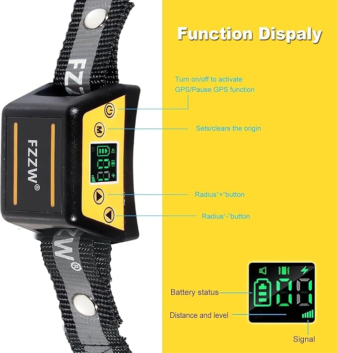 Plkm Dog Wireless Fence Pet Electric GPS Fence Containment System, Adjustable Control Range Warning Strength, Wireless Charging Wireless Dog Fence, Fully Sealed Waterproof Collar Receiver