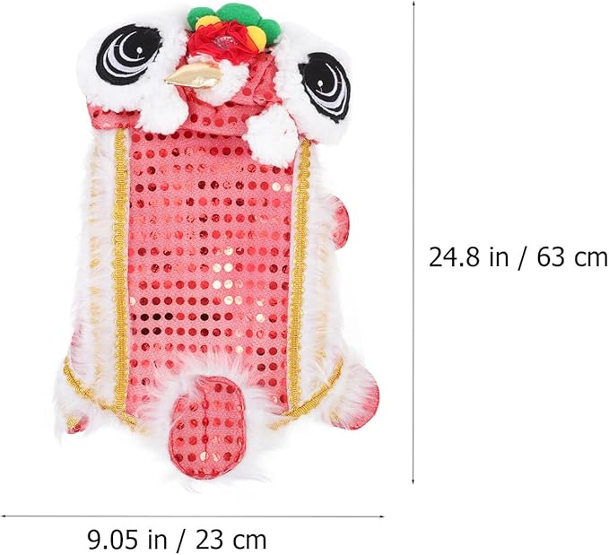 SOLUSTRE Lion Dance Dog Costume XL Red Pet Party Clothing New Year Pet Supplies Dog Clothes Red Festival Lion Dance Coat for Puppy’s Festive Photography Prop