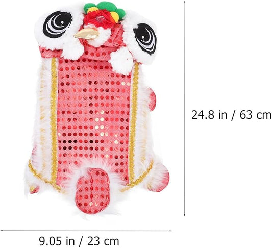 SOLUSTRE Lion Dance Dog Costume XL Red Pet Party Clothing New Year Pet Supplies Dog Clothes Red Festival Lion Dance Coat for Puppy’s Festive Photography Prop
