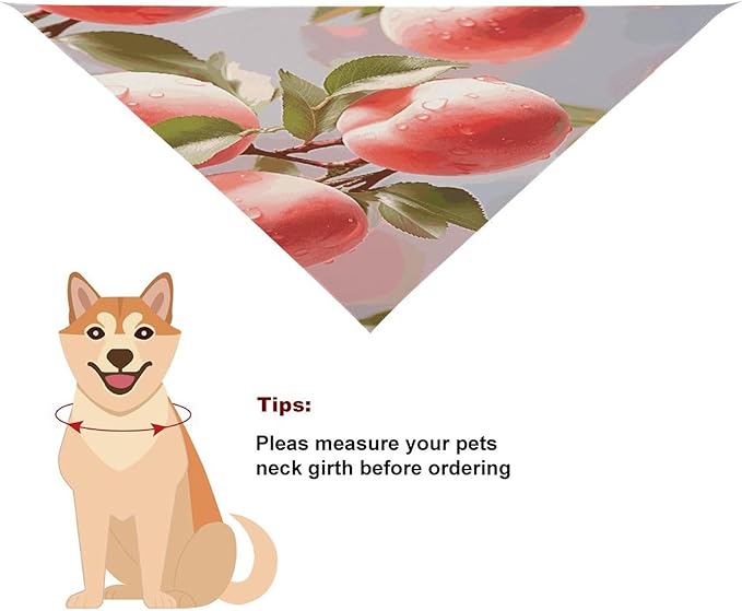 Dog Bandana Spring Pet Scarf Adjustable Triangle Pink Peach Printing Dog Bib Washable Polyester Puppy Bandana for Small Medium Large Dogs Cat Birthday Party Supplies