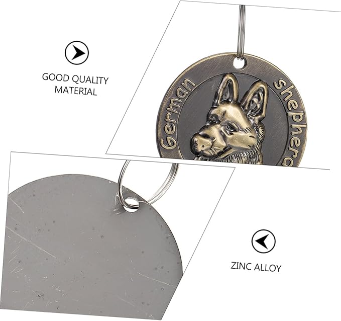 Cabilock 4pcs Vintage Bronze German Shepherd Dog Tags Pet Id Name Tags Alloy Collar Charms for Dogs Pet Supplies