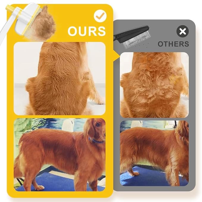 Pet Hair Removal Comb Flea Comb, Multifunctional Cat Brush with Release Button, Grooming Brush Supplies for Detangling Thinning and Shedding, All Hair Types (Green)