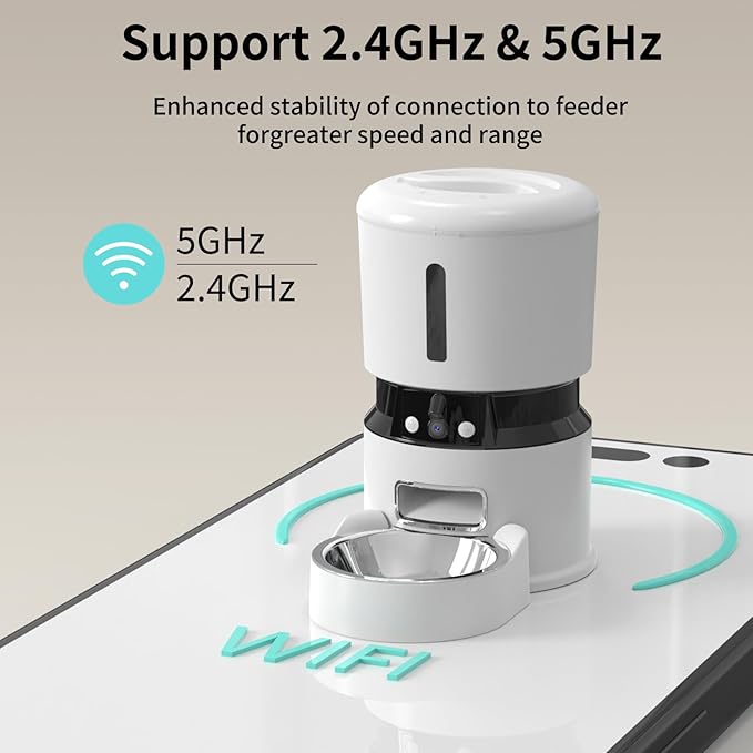 Automatic Cat Feeders with 2 Cameras and App, 4L 1080P HD Timed Pet Feeder Smart Dog Food Dispenser 2-Way Audio for Cats/Small Dogs, Cat Food Dispenser with Night Vision/Motion Alerts, WiFi 2.4G/5G