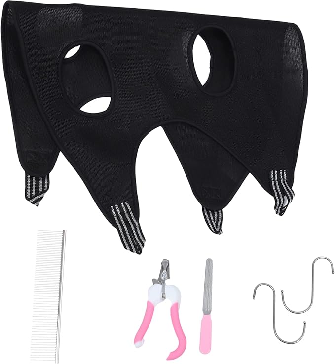 VICASKY 1set Household Grooming Hammock for Cats and Dogs Pet Nail Clipper and Comb Tools Random Accessories and Breathable Design for Easy Grooming