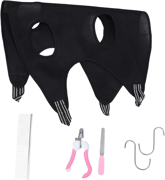 VICASKY 1set Household Grooming Hammock for Cats and Dogs Pet Nail Clipper and Comb Tools Random Accessories and Breathable Design for Easy Grooming