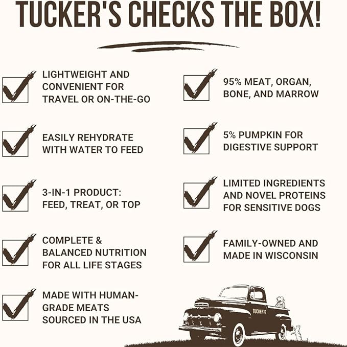 Tucker's Raw Frozen Freeze Dried Raw Dog Food, Pork, Bison & Pumpkin Formula 14oz