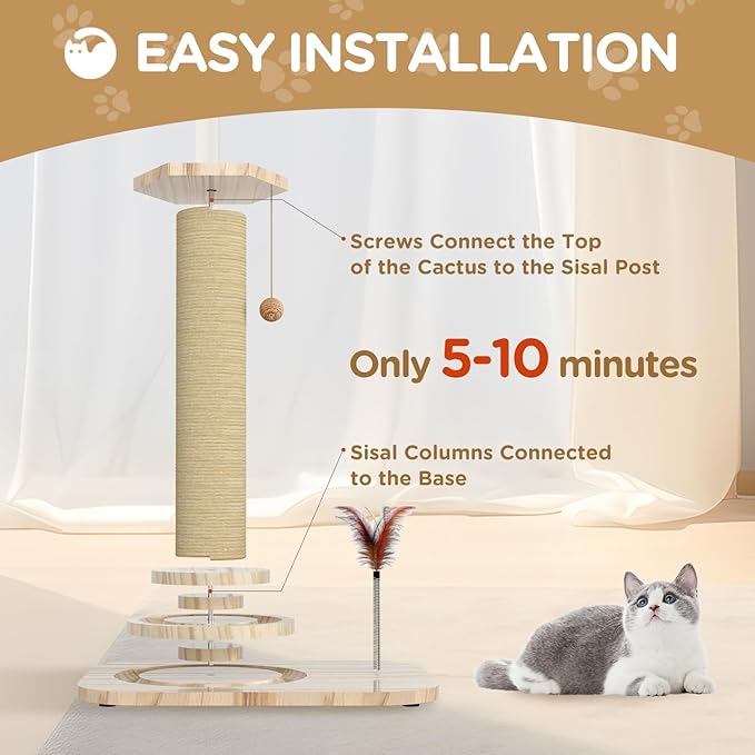 Cat Scratching Post, Small Scratching Post with Vertical Scratcher and Tracking Interactive Ball for Kittens