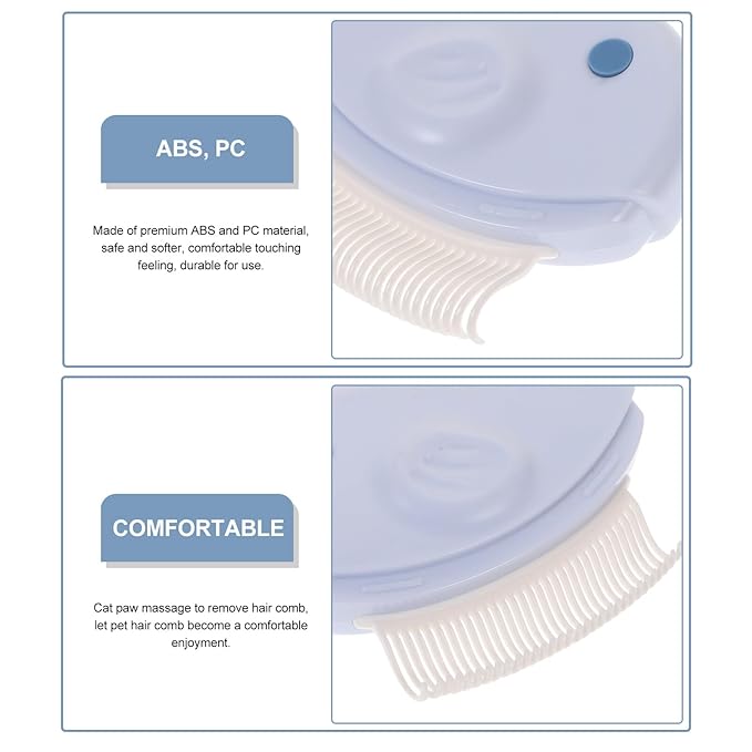 COHEALI 2pcs Cat Brush and Dog Grooming Comb Set with Dematting Function, Blue Plastic Pet Hair Removal Tool for Indoor Cats and Small Dogs