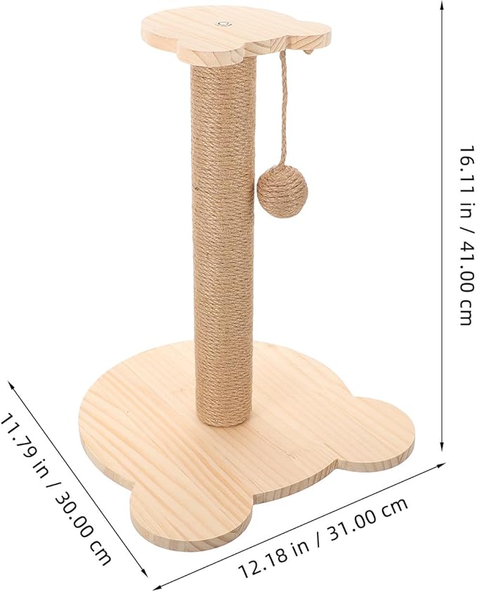 Homoyoyo Cat Scratching Post Natural Sisal Cat Scratcher Sturdy Wooden Indoor Kitten Scratcher for Daily Use
