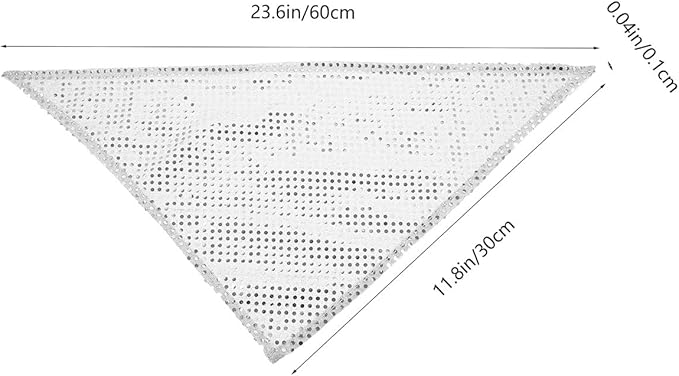 TEHAUX 2pcs Dog Bandana Bib Set, Sequin Triangle Scarf with Mesh Fabric, Silver Color, Puppy Saliva Towel for Pet Supplies and Accessories