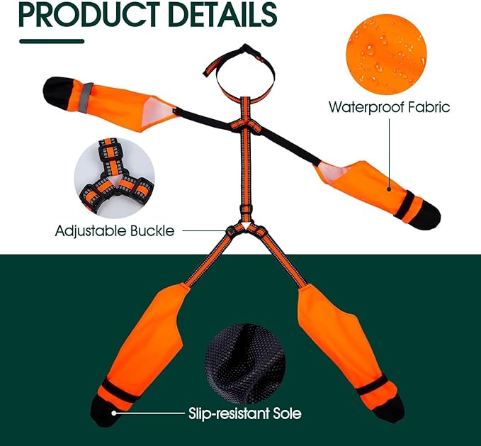 Dog Suspender Boots, Anti-Slip & Fall Waterproof Dog Shoes Leggings, Dog Paw Protector for Small Medium Dogs, Adjustable Dog Boots Pet Shoes for Outdoor Walking