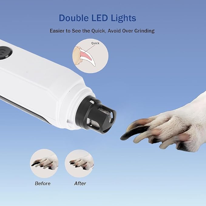 Pssopp Cat Grooming & Supplies Electric Dog Cat Nail Trimmer with Double LED Light for Pet Grooming Pet Nail Grinder, Quiet Clippers