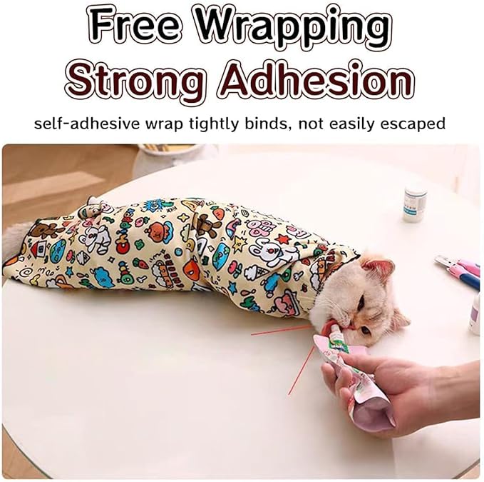 Cat Grooming Wrap – Self-Adherent Anti-Scratch Swaddle Restraint Bag for Stress-Free Nail Clipping, Medication, Multifunctional Care - Purrito Papoose Pet Tools (XL 31.5*31.5inches within 22lbs)