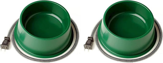 Farm Innovators QT-1 1 Quart Electric Heated Pet Water Bowl with Thermostatic Control and Anti Chew Cord Protector, 25 Watt, Green (2 Pack)