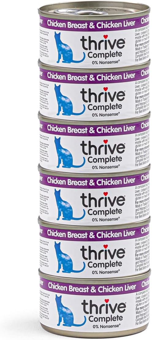 thrive Complete 100% Natural Multiple Flavors Food for Cats (6 Packs, Chicken and Liver)