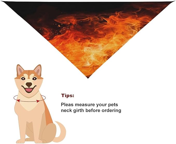 Dog Bandana Spring Pet Scarf Adjustable Triangle Roaring Flame Printing Dog Bib Washable Polyester Puppy Bandana for Small Medium Large Dogs Cat Birthday Party Supplies