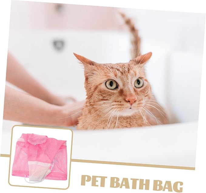 Multi Function Cat Grooming Bag Durable Mesh Pet Bathing Pouch for Nail Trimming and Care Breathable Calm Design