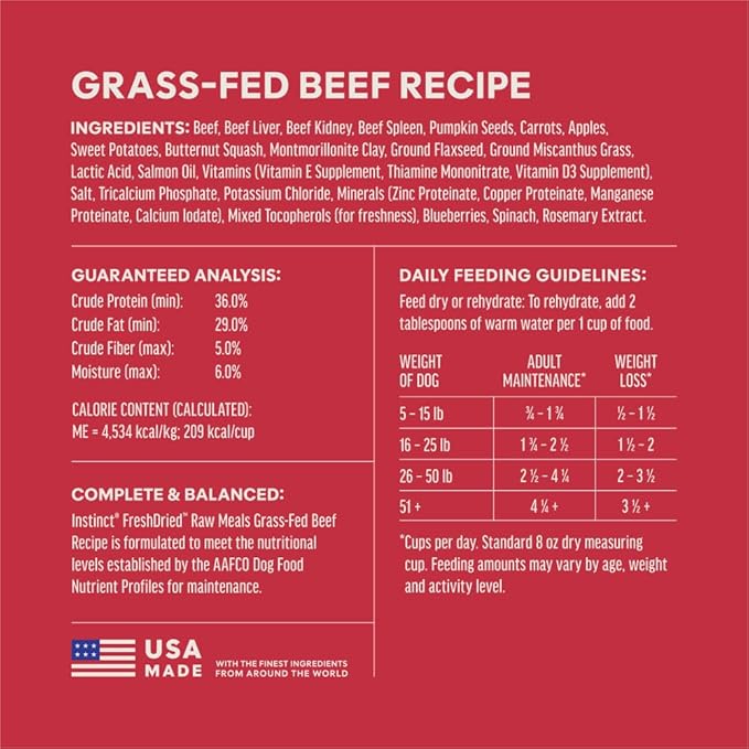 Instinct FreshDried Bites, Natural Freeze-Dried Dog Food, Grain Free - Real Beef, 14 oz. Bag