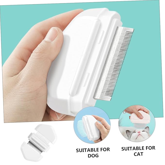 Cat Grooming Brush and Massage Tool Pet Hair Removal Comb for Cats and Dogs for Daily Use and Bath Ivory White