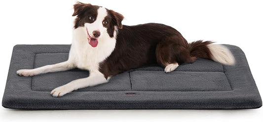Made4Pets Dog Crate Pad Bed for Medium Large Dogs, Washable & Reversible, Anti-Slip Kennel Mat for Cozy Sleeping, Soft Fluffy Dog Bed for Indoor & Outdoor Use, 35"x23", Dark Gray