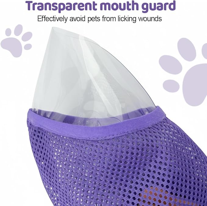 MiOYOOW Cat Muzzle, Breathable Anti-Bite Kitten Head Cover Anti Licking Cat Face Covers for Cats Grooming Nail Trimming Bathing