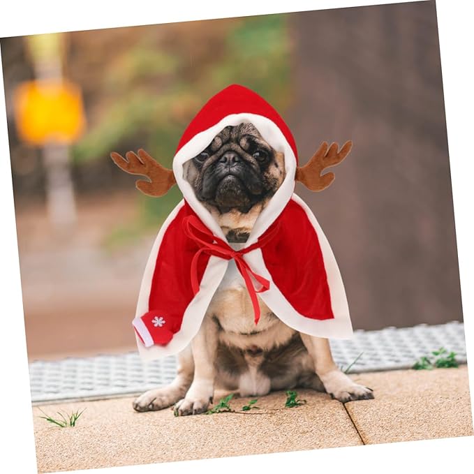Abaodam Christmas Pet Cloak Dog Clothes Fleece Hooded Cape XL Winter Costume for Dogs Holiday Pet Supplies