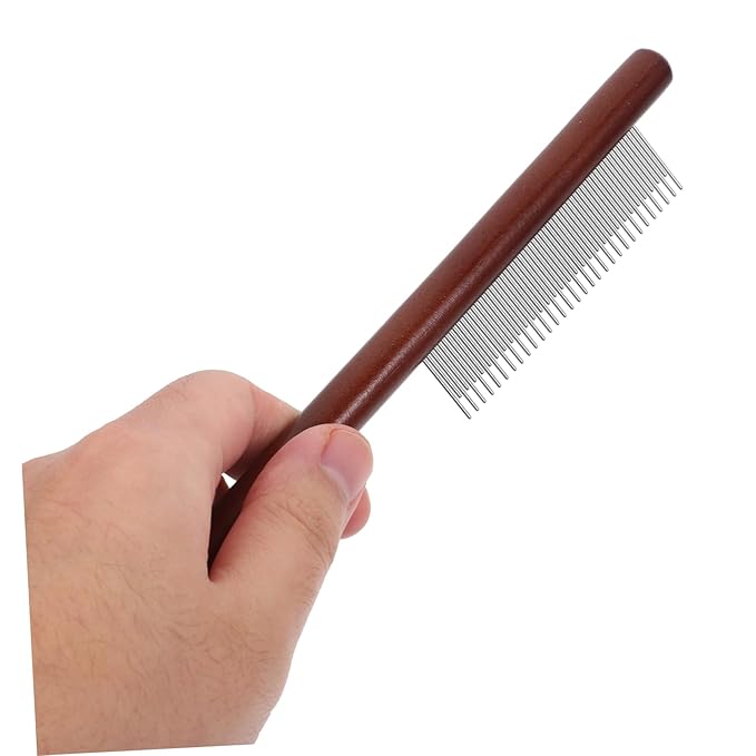 Garneck 3pcs Pet Grooming Comb Handle Comb for Cats Dematting Tool for Fur Types Portable Easy to Use Pet Supply