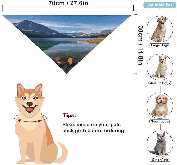 Dog Bandana Spring Pet Scarf Adjustable Triangle Glacier National Park Printing Dog Bib Washable Polyester Puppy Bandana for Small Medium Large Dogs Cat Birthday Party Supplies