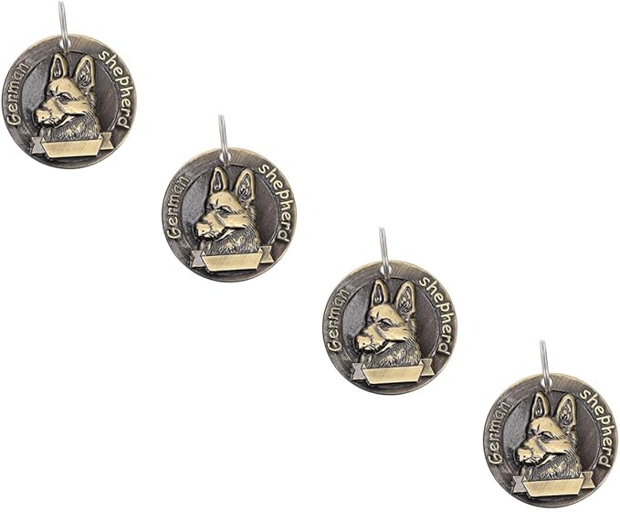 Ciieeo 4pcs Vintage Alloy Dog Collar Id Tags for Large Shepherd Dogs, Pet Identity Tags with Retro Metal Hanging Labels, Sturdy Pet Supplies for Dog Collars