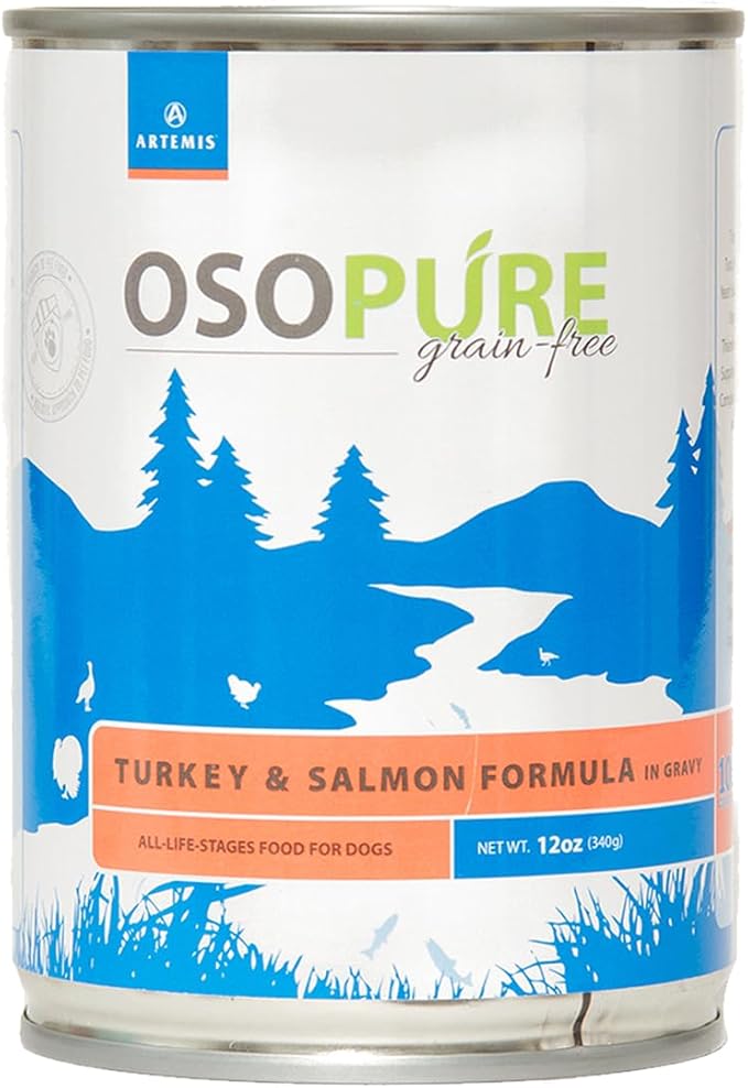 ARTEMIS Osopure Wet Canned Dog Food (Turkey Salmon, 12 Cans)