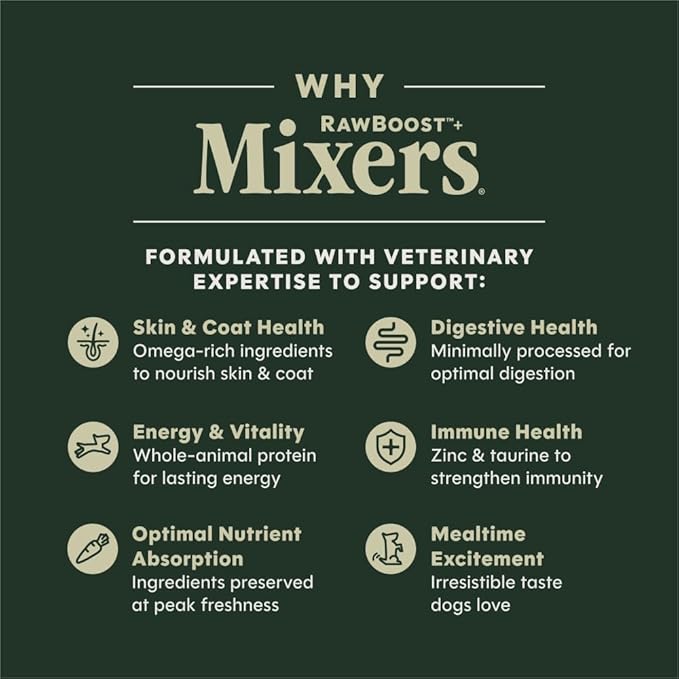 Instinct RawBoost Functional Mixers, Freeze Dried Dog Food Topper, Grain-Free, Real Chicken - Gut Health, 5.5 oz. Bag