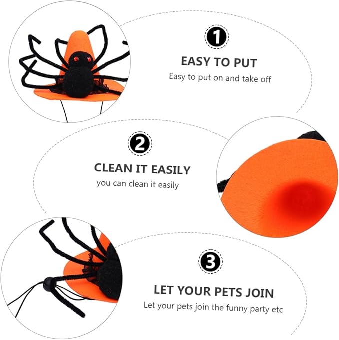 Pet Spider Hat Costume Pet Halloween Headwear Spider Web Design Adjustable Fit for Dogs Halloween Dress up Party Supplies
