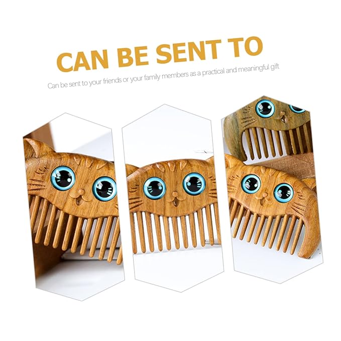 2pcs Wooden Massage Comb Cat Hair Grooming Supplies Sandalwood Combs for Curly Hair