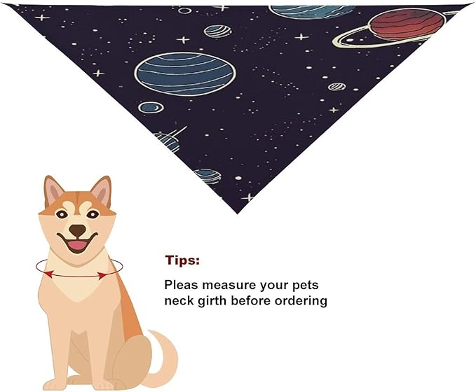 Dog Bandana Spring Pet Scarf Adjustable Triangle Space Planet Pattern Printing Dog Bib Washable Polyester Puppy Bandana for Small Medium Large Dogs Cat Birthday Party Supplies