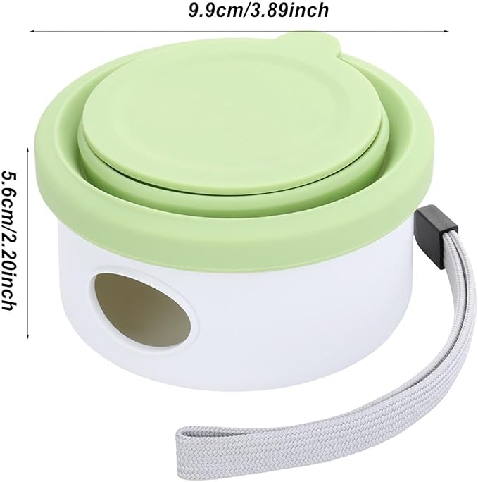 Portable Pet Travel Bowl - 12oz Foldable Silicone Dog Dish for Easy Feeding, Lightweight Space Saving Build with Attached Poop Bag Dispenser, Durable Pet Food Water Container for Walking Hiking