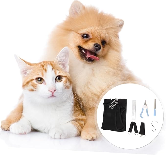 VICASKY 1set Household Grooming Hammock for Cats and Dogs Pet Nail Clipper and Comb Tools Random Accessories and Breathable Design for Easy Grooming