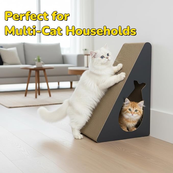 Cat Scratchers for Indoor Cats - 6-Sided Corrugated Cardboard Triangle Scratching Post Against Wall, 9.45"