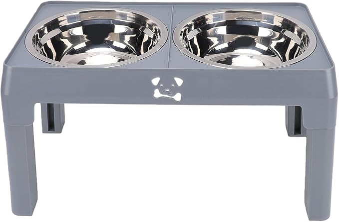 Pssopp Dog Supplies Stainless Steel Bowls Height Adjustable Foldable Pet Food Bowl for Small Medium Large Dogs Elevated Dog Bowl, 2 Raised Stand