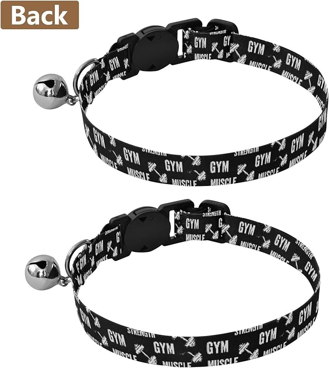 Dog Collar Black Sports Pattern Dog Collars Puppy Collar Cat Pet Collar with Adjustable Buckle for Dogs Cats Pets Supplies 2 Pack