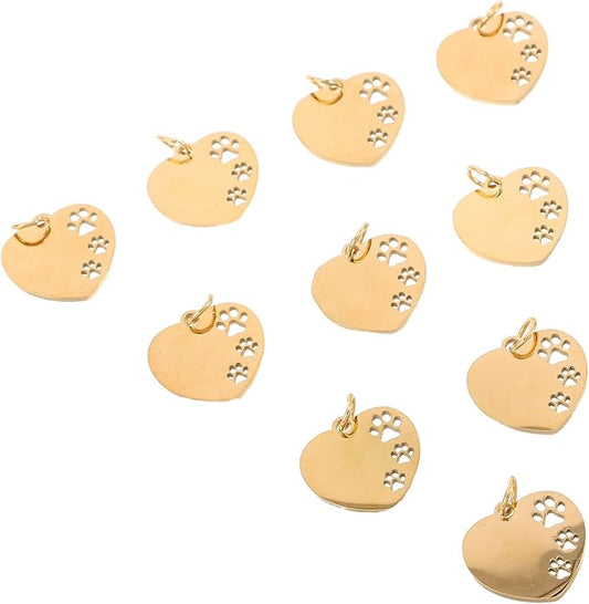 10pcs Heart-Shaped Dog Name Tags Metal Pet Id Tags for Dog Collar Engraving Labels Puppy Identification for Pet Supplies