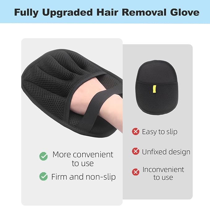 2 PCS Pet Hair Removal Glove, Reusable Electrostatic Cats & Dogs Hair Removal Tool for Couch, Furniture, Carpet, Car Seat, Clothes