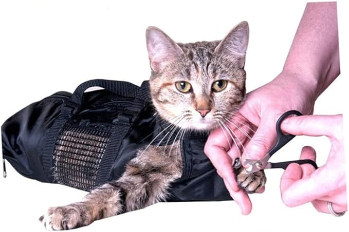 BESPORTBLE Cat Grooming Bag with Muzzle Durable Cat Bathing and Cleaning Bag for Easy Nail Clipping Scratch-Resistant Closure and Carry Handles