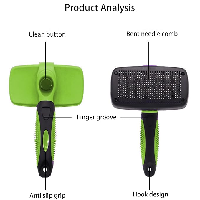 Self Cleaning Shedding Cat Brush - Skin Friendly Hair Removal And Grooming Tool Suitable For Cats And Dogs, Pet Hair Removal Tool Suitable For Shedding & Haired Pets(Green,Large)