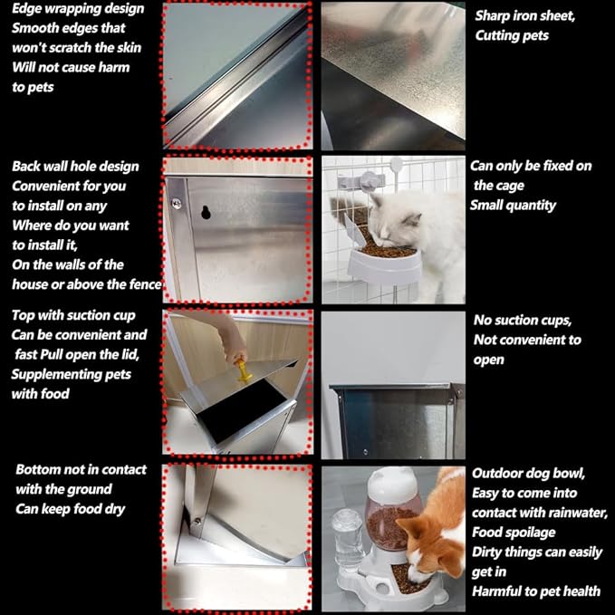 Dog Food Feeder for Kibble - (Stainless Steel Natural Color Anti-Corrosion) - Automatic Food Dispenser Gravity Self Feeding Outdoor for Medium, Large Dog Breedss - 25Lbs New Upgrade