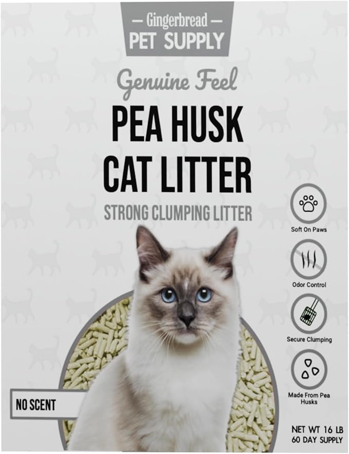 Premium Pea Husk Scented Cat Litter for Happy and Healthy Cats. (15 lbs)(Natural/Unscented)